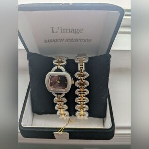 BN L'image Women's Gold and Silver Watch And Bracelet Set